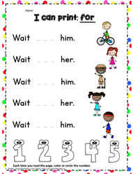 Print the sight word for
